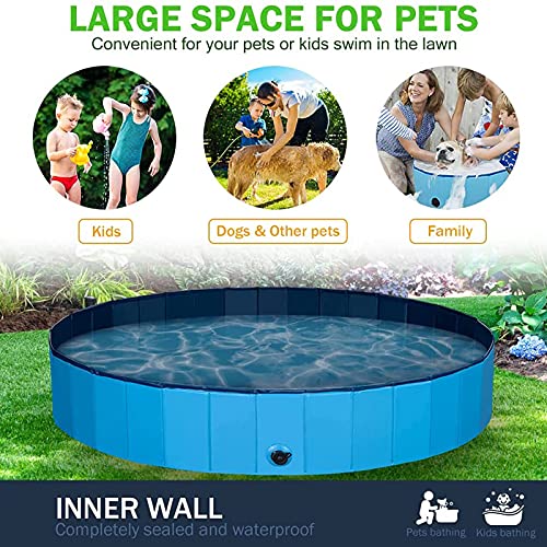 ALLWIN Piscina para Perros Plegable para Perros Grandes Piscina de plástico Duro para niños, bañera portátil para Mascotas Piscina al Aire Libre, para Perros, Gatos, niños (120 × 30 cm)