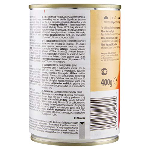 ALMO NATURE Menú Diario para Gatos con Manzo, pack of 24 x 400 g