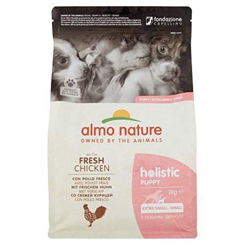 Almo Nature Pienso para Cachorros Holistic Dry Chicken (2 kg). Alimento para Perros Seco Alto en Proteínas para Razas Pequeñas con Sabor a Pollo Fresco. Comida Seca de Fácil Digestión