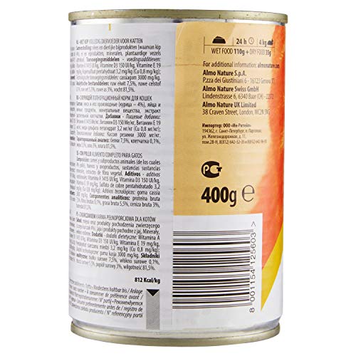 Almo Naturure - Alimentos Diarios para Gatos, 400 g, Grano Libre con Pollo, 24 Unidades