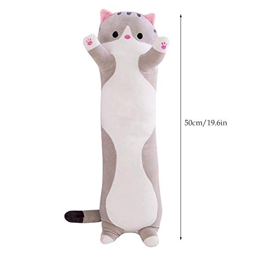 Almohada de Felpa de Gato Grande Almohada para abrazar Suave y Agradable para la Piel, de algodón Largo, Lindo Gato, muñeco de Peluche, 3 tamaños para niños, Novia, Amigos