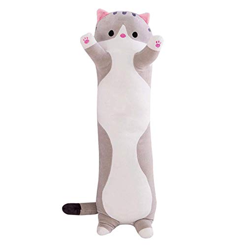 Almohada de Felpa de Gato Grande Almohada para abrazar Suave y Agradable para la Piel, de algodón Largo, Lindo Gato, muñeco de Peluche, 3 tamaños para Amigos, niños, Novia