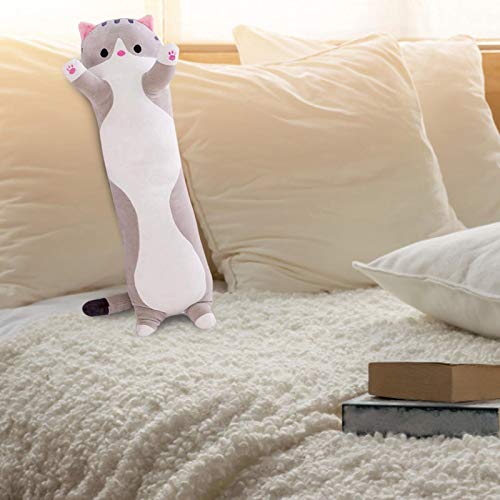 Almohada de Felpa de Gato Grande Almohada para abrazar Suave y Agradable para la Piel, de algodón Largo, Lindo Gato, muñeco de Peluche, 3 tamaños para Amigos, niños, Novia