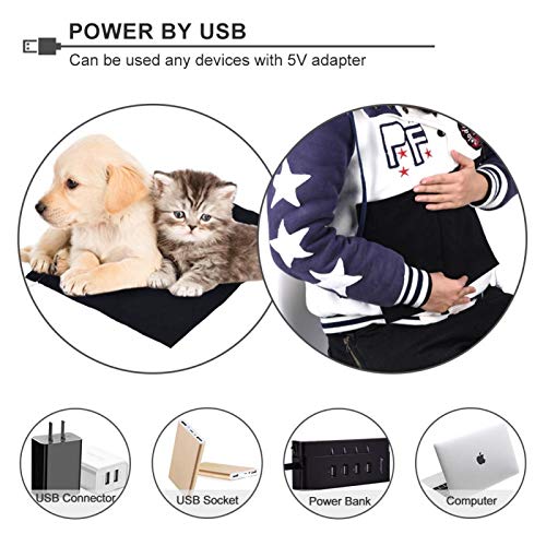 Almohadilla calefactora para mascotas, almohadilla calefactora de tela eléctrica USB de 5V Elemento calefactor 1 pieza para asiento de ropa Calentador de mascotas 35 ℃‑50 ℃