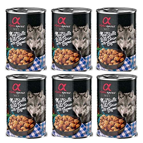 ALPHA SPIRIT - Comida Húmeda para Perros de Jabalí y Tomillo en ALBONDIGAS. Pack de 6 Unidades. 400 gr Cada Lata | ANIMALUJOS