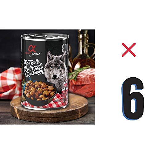 ALPHA SPIRIT - Comida Húmeda para Perros de Venado y Romero en ALBONDIGAS. Pack de 6 Unidades. 400 gr Cada Lata | ANIMALUJOS