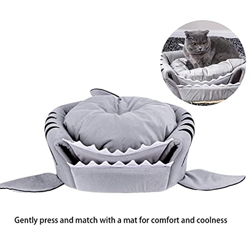 Alytimes Cama de perro tiburón gato cama cueva para mascotas pequeñas con cojín extraíble resistente al agua inferior lavable a máquina, encantador regalo para mascotas