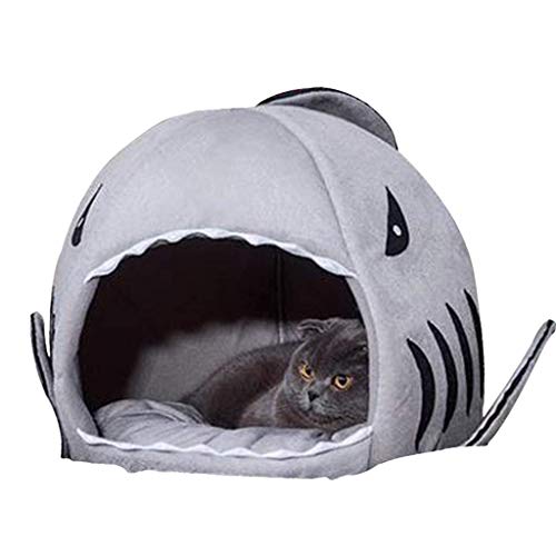 Alytimes Cama de perro tiburón gato cama cueva para mascotas pequeñas con cojín extraíble resistente al agua inferior lavable a máquina, encantador regalo para mascotas