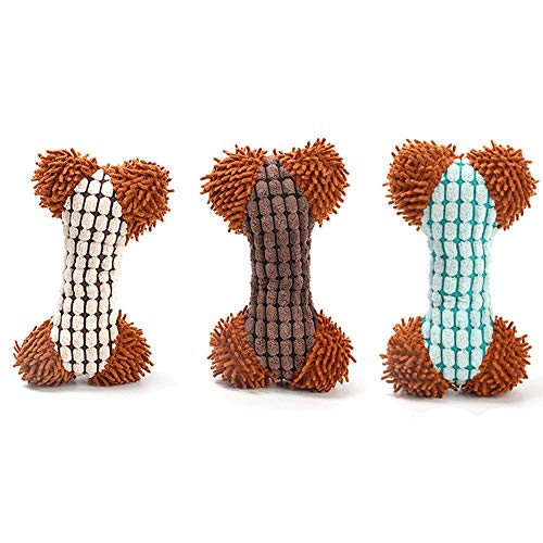 Amasawa 3 Piezas Juguete Masticable para Perros Chirriantes Rellenos, Juguetes de Peluche para Huesos,Adecuado para Juguetes de Peluche para Perros Pequeños y Medianos