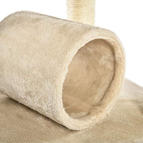 Amazon Basics - Torre en árbol con túnel y poste rascador para gatos, 48,3x48,3x109,2 cm, beige