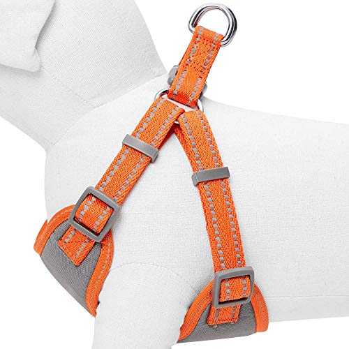 Amazon Brand - Umi Pastel - Arnés Tipo Chaleco para Perros Reflectante L, Contorno del Pecho 74-98 cm, arneses Ajustables para Perros (Naranja Calabaza)