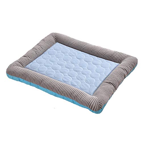 Amortiguador del Animal doméstico Estera del Verano del Perro apáticos Vender Perrera Suministros de Seda Gato Fresco Hielo pequeñas y Medianas Empresas (Color : Blue, Size : 45 * 35cm)