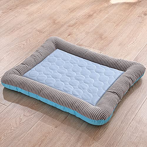 Amortiguador del Animal doméstico Estera del Verano del Perro apáticos Vender Perrera Suministros de Seda Gato Fresco Hielo pequeñas y Medianas Empresas (Color : Blue, Size : 45 * 35cm)