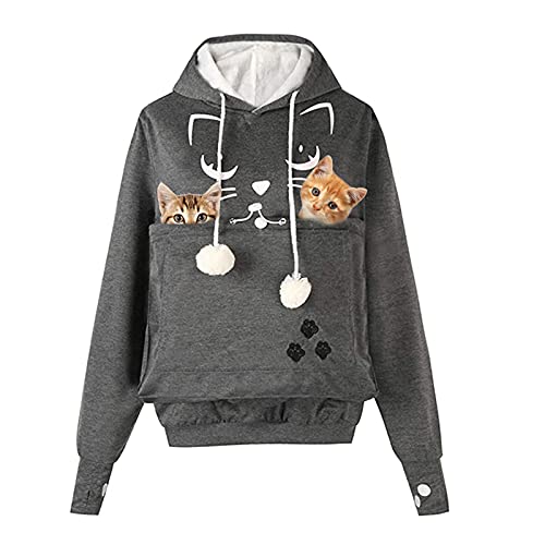 AMOYUN Sudadera con Capucha para Mujer - Animales Bolsillo Capa Pullover Outwear Larga Pullover Hooded Tops Mujeres Moda Otoño Invierno Larga Hoodie