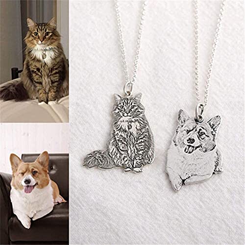 AMOZ Collar de Mascota Personalizado, Acero Inoxidable Gato Perro Imagen Nombre Colgante Grabado Forma de Mascota Colgante Grabado con Foto Personalizar Mascotas Regalo Conmemorativo para el Dueño de