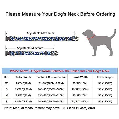 Anbeer Collares Ajustable y Correa 150cm para Perros Grandes, Medianos y Pequeños Entrenamiento Caminar Al Aire Libre (Huesos de Perro-L)