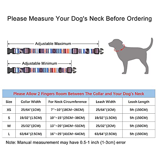 Anbeer Collares Ajustable y Correa 150cm para Perros Grandes, Medianos y Pequeños Entrenamiento Caminar Al Aire Libre (Rayas-M)