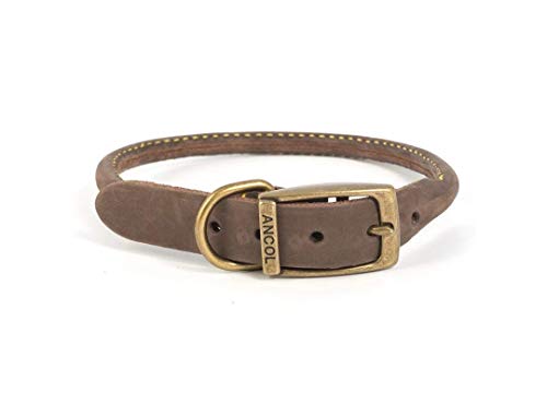 Ancol Collar Redondo de Piel para Perros, de Timberwolf