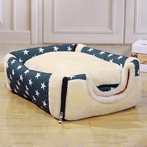 ANCOUS Pet Nido y sofá Cama, Plegable Antideslizante para Perros y Gatos y colchón de Invierno Suave y Acogedor 4 Estilo 3 tamaño (M,Azul)