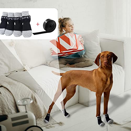 Andiker 2 Pares de Calcetines Antideslizantes para Perros con Hebilla Adhesiva, 8 tamaños de S a 5XL, Protección de Patas para Perros Pequeños, Medianos y Grandes para Uso en Interiores (2XL)