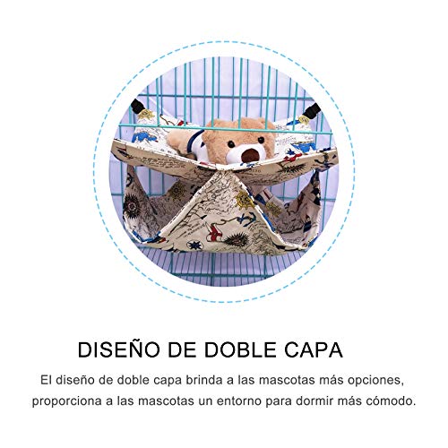 Andiker Hamaca de Jaula para Gato, Cama Colgante Silla de Doble Capa para Gatito, Diseño de Saco de Dormir Duradera y Suave para Gatito, Conejo, y Hámster (Medium)