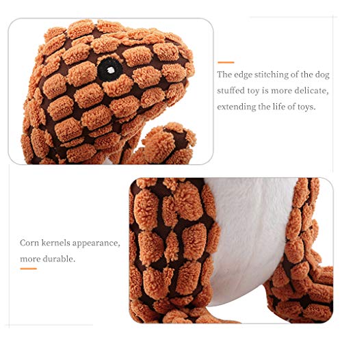 Andiker Juguete de peluche para perro de peluche Juguete interactivo duradero de pana Incluye juguete de peluche de plástico que hace ruido Squeaker forma de dinosaurio (naranja)