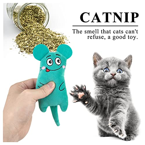 Andiker Juguete para gatos con hierba gatera, 4 unidades, lindo ratón de peluche moldeado, juego de menta gata para acurrucarse y jugar. Juguete natural para gatos.