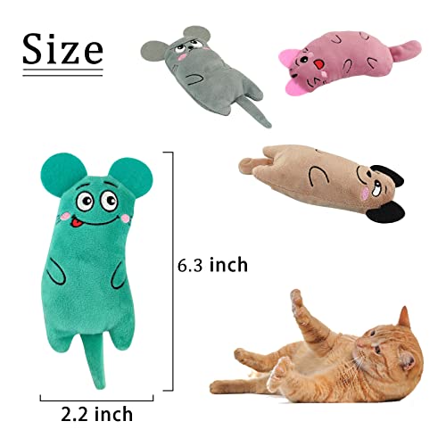 Andiker Juguete para gatos con hierba gatera, 4 unidades, lindo ratón de peluche moldeado, juego de menta gata para acurrucarse y jugar. Juguete natural para gatos.