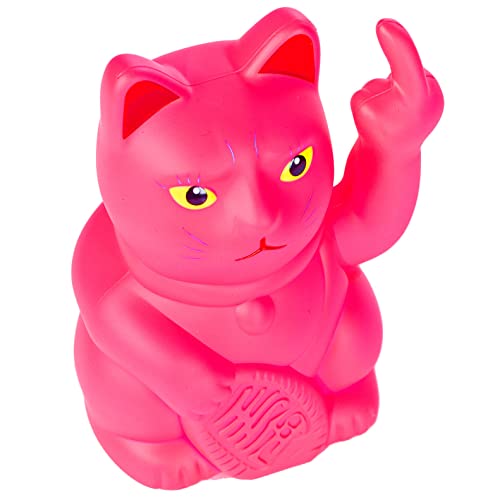 Angry Cat - De Lucky Cat (gato de ángulo) será un gato de olón – Angry Cat | Artículo de decoración de plástico para la oficina, el salón | para los amantes de los gatos | Color: rosa neón