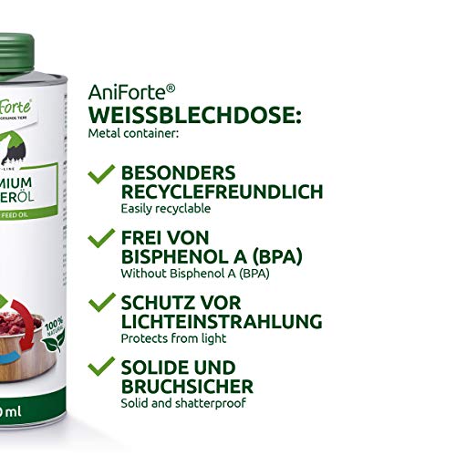 AniForte Aceite para piensos para la alimentación cruda 500ml - Suplemento Barf para Perros
