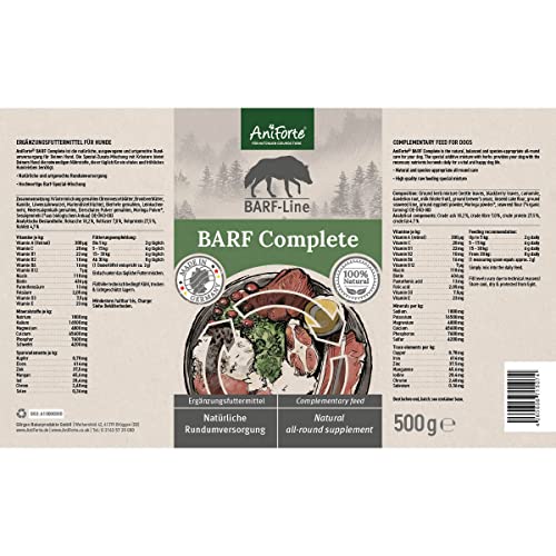 AniForte Complete Polvo para alimentación cruda 500g - Cuidado Integral Barf para Perros