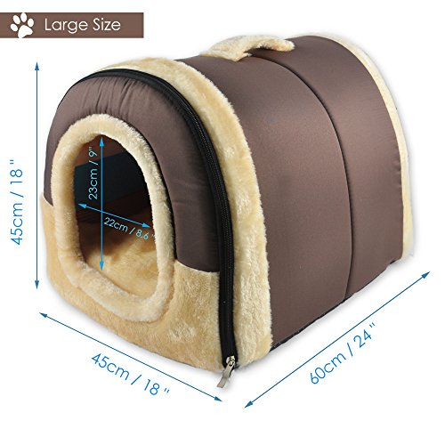 ANPPEX 2 en 1 Casa y Sofá para Mascotas, Lavable a Máquina Casa Cama de Perro Gato Puppy Conejo Mascota Antideslizante Plegable Suave Calentar con Cojín Extraíble Colchón