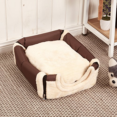 ANPPEX 2 en 1 Casa y Sofá para Mascotas, Lavable a Máquina Casa Cama de Perro Gato Puppy Conejo Mascota Antideslizante Plegable Suave Calentar con Cojín Extraíble Colchón