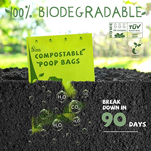 ANWA Bolsas biodegradables para excrementos de perro, bolsas compostables, extra gruesas, a base de vegetales, certificadas, 100% ecológicas