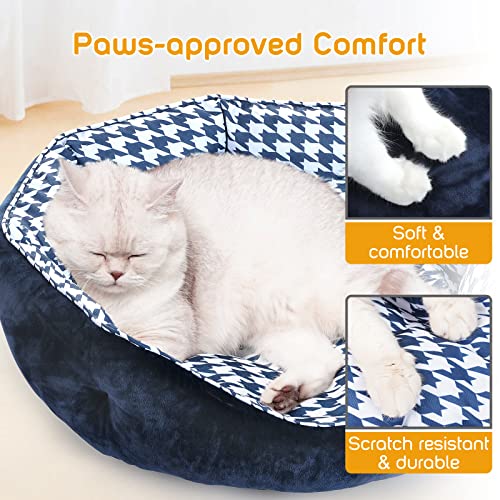 AOKCATS Cama Gato y Perros Pequeños, Cesta para Dormir, Cama para Mascotas, Cama para Gatos Nido para Gatos Sofá Lavable con Suave Cojín Desmontable para Gatos Pequeño y Grandes, Perros Pequeños Azul