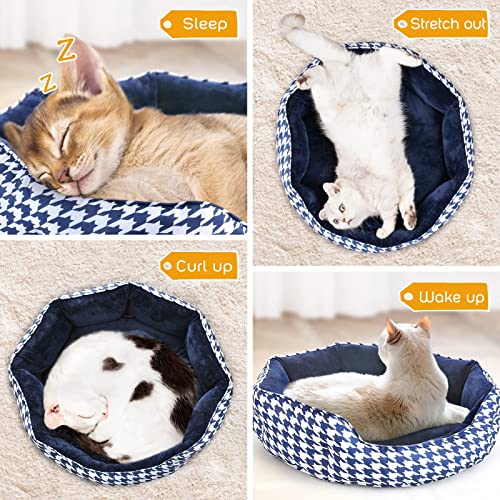 AOKCATS Cama Gato y Perros Pequeños, Cesta para Dormir, Cama para Mascotas, Cama para Gatos Nido para Gatos Sofá Lavable con Suave Cojín Desmontable para Gatos Pequeño y Grandes, Perros Pequeños Azul