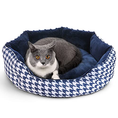 AOKCATS Cama Gato y Perros Pequeños, Cesta para Dormir, Cama para Mascotas, Cama para Gatos Nido para Gatos Sofá Lavable con Suave Cojín Desmontable para Gatos Pequeño y Grandes, Perros Pequeños Azul