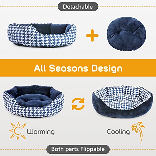 AOKCATS Cama Gato y Perros Pequeños, Cesta para Dormir, Cama para Mascotas, Cama para Gatos Nido para Gatos Sofá Lavable con Suave Cojín Desmontable para Gatos Pequeño y Grandes, Perros Pequeños Azul