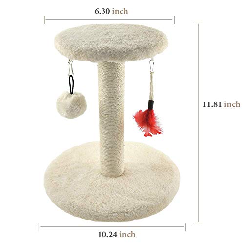 aoory Rascadores para Gatos, Árbol para Gatos Arañazo Gatos Juguetes de Sisal Natural, Cat Toy Centro de Actividad para Gatitos, Color Beige, 28 * 28 * 29 CM