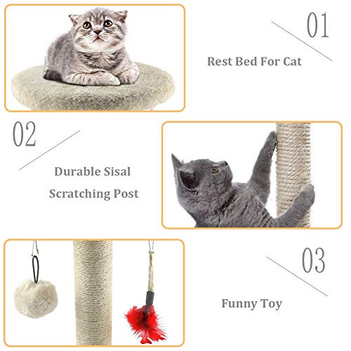 aoory Rascadores para Gatos, Árbol para Gatos Arañazo Gatos Juguetes de Sisal Natural, Cat Toy Centro de Actividad para Gatitos, Color Beige, 28 * 28 * 29 CM