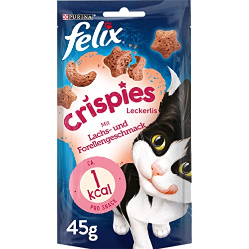 Aperitivo para Gatos Felix Crispies con proteínas, vitaminas y ácidos grasos Omega 6, 8 Unidades (8 x 45 g)