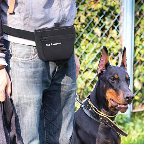 Aplusdeal Bolsa de Entrenamiento para Perros, Bolsa para Entrenamiento Portátil, Bolsa para Golosinas para Mascota, con cierre Magnético con correa de Cintura ajustable, Negro