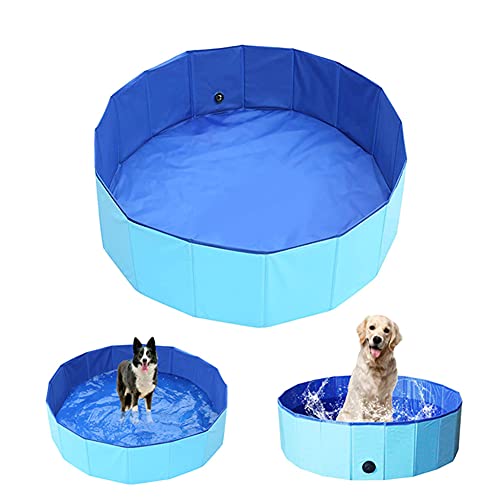 Apofly Bañera de hidromasaje Perro Mascota Piscina Plegable Kiddie Piscina de PVC Antideslizante Lava del Gato Piscina Infantil para los 80x20cm Cubierta al Aire Libre de baño para Mascotas