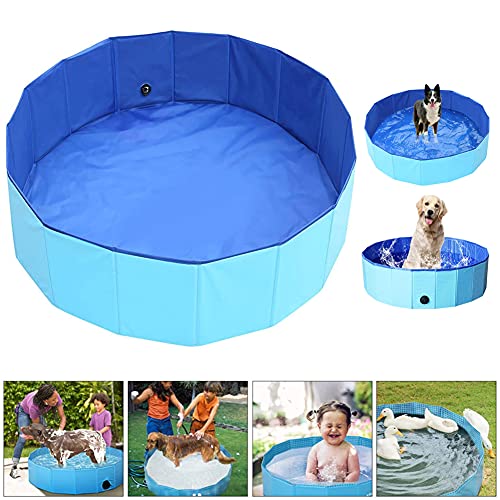 Apofly Bañera de hidromasaje Perro Mascota Piscina Plegable Kiddie Piscina de PVC Antideslizante Lava del Gato Piscina Infantil para los 80x20cm Cubierta al Aire Libre de baño para Mascotas