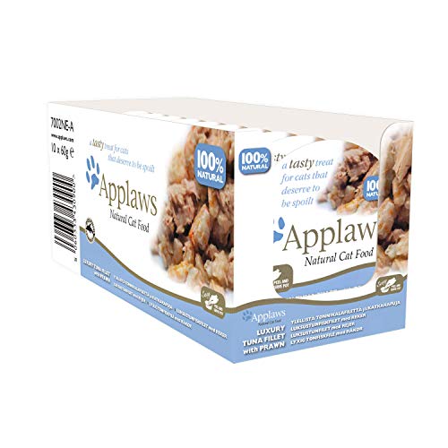 Applaws 7002NE-A Solomillo de atún con langostinos para Gatos, Paquete de 10 x 60 g