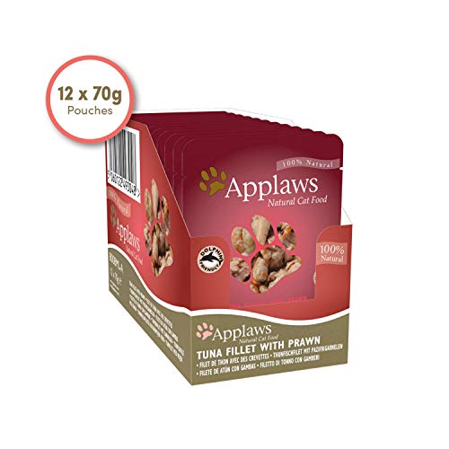 Applaws 8008ML-A 70g Bolsa Gato atún con camarones del pacífico, 12x70 g