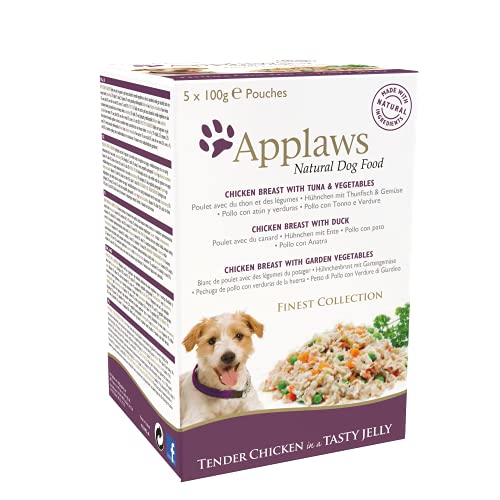 Applaws, Bolsa de pechuga de pollo con verduras en un caldo de ginseng 5 x 100 g, pack de 4