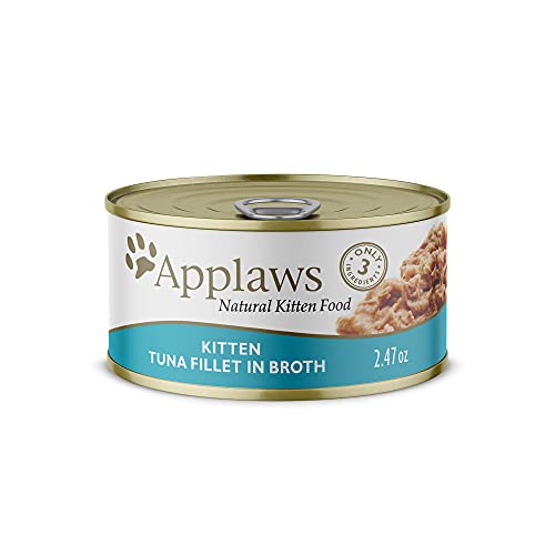 Applaws Filete de atún natural en caldo húmedo para gatitos, 2.5 onzas., Caja de 24, 24 X 2.5 oz