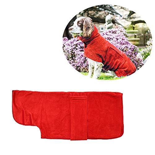 AQH Albornoz Perro Toalla para Perros, de Microfibra Absorbente, Rápidamente con Cuello y Cintura Ajustables para Perros pequeños, medianos y Grandes (XL)