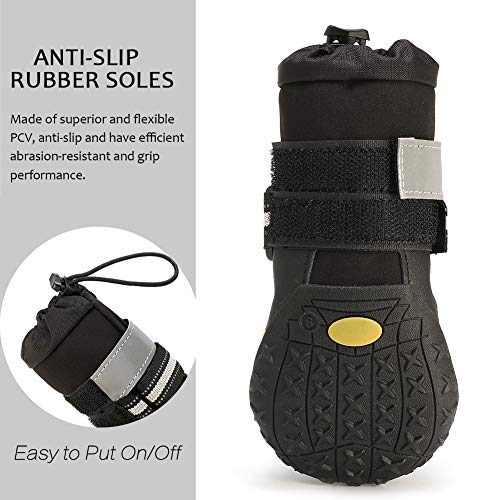 AQH Zapatos Perro, 4 Pcs Zapatos Antideslizantes para Perros con Resistente al Desgaste, Banda Interior Antideslizante y elástica Resistente para Mediano y Grandes Perros (7#)